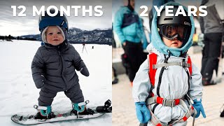 Teaching 2 Year Old Toddler to Snowboard is Harder than I Thought [upl. by Torhert]