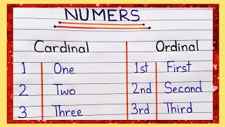 Cardinal and Ordinal Numbers  Learn Cardinal and Ordinal Numbers 1 to 20 304050 etc [upl. by Pownall]