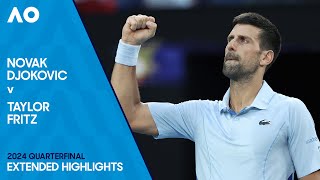 Novak Djokovic v Taylor Fritz Extended Highlights  Australian Open 2024 Quarterfinal [upl. by Ikkim327]