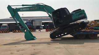 Kobelco SK2008 SUPER ຄົນຂັບບອກວ່າເອົາລົດຂຶ້ນຫາງລາກຕ້ອງລະວັງທີ່ສຸດ ຄວາມປອດໄພຕ້ອງມາກ່ອນ [upl. by Fritzie]