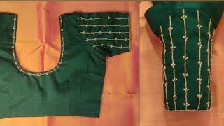 All over sleeve design with golden beads on stitched blouse normal needle [upl. by Assirok164]