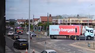 Lancashire fire and rescue service using tram tracks [upl. by Oivlis]