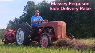 Massey Ferguson side delivery rake on our TO20 tractor [upl. by Kerad]