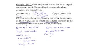 Exampless of Maximizing Profit and Revenue using Calculus MTH 145 Section 5 6 [upl. by Dee]