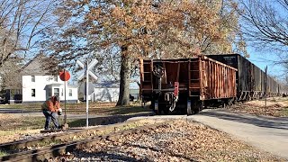 42 CAR TRAIN EAST END Railroad Switching Grain Spur Cincinnati Eastern Railroad Both Sides Train [upl. by Zapot983]