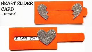 Heart Slider Card Tutorial  Love Slider Card Tutorial  Card Making Idea [upl. by Ot921]