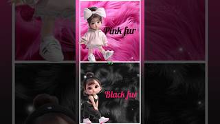 Pink fur💗 vs 🖤black furdress👗heels👠lips💄nail arteye makeup💄hair styleshort videoshortsshort [upl. by Lehcsreh990]