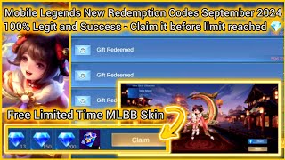 Mobile Legends Redeem Codes September 03 2024  MLBB diamond Codes  Get your limited time ML Skin [upl. by Amato536]