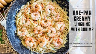 The Healthiest Creamy Shrimp Linguine  Easy 30 Minute OnePan Recipe [upl. by Rurik934]