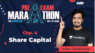 law Preexam Marathon May 23  chapter 4  Share Capital  CA Inter May 23  Kunal Mandhania [upl. by Einyaj]