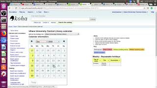 Koha How to Setup Holidays Calendar in Koha [upl. by Adnana]