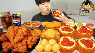 ASMR MUKBANG 굽네 고추바사삭 치킨먹방 시카고피자 볼케이노치즈치밥 먹방 amp 레시피 CHICKEN amp PIZZA EATING SOUND [upl. by Cattier940]