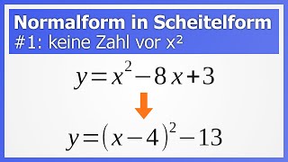 Normalform schnell in Scheitelpunktform umwandeln 1 keine Zahl vor x²  How to Mathe [upl. by Nahgam653]