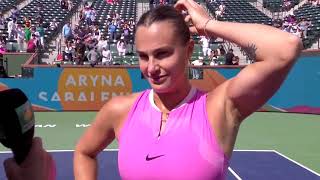 Aryna Sabalenka On Court Interview ꟾ Sabalenka vs Raducanu ꟾ Indian Wells 2024 [upl. by Arihsan]