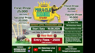 MIRACLE CRICKET CLUB  ARIYALUR CRICKET TOURNAMENT 2024  MATCH 2 DAY 9 [upl. by Okikuy976]