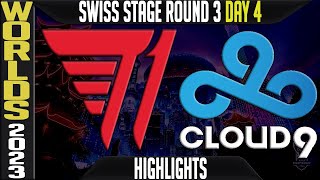 T1 vs C9 Highlights  Worlds 2023 Swiss Stage Day 4 Round 3  T1 vs Cloud9 [upl. by Alphonsa]