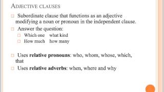 Adjective and Adverb Clauses [upl. by Cassey949]