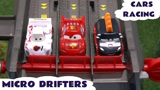 Toy Cars Micro Drifters Racing With Lightning McQueen [upl. by Battat]