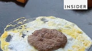 Malaysian Burger Cooked in a Fried Egg [upl. by Nosirrag157]