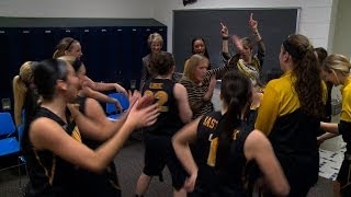 Iowa Womens Basketball Locker Room Celebration Following Win at 9 Penn State [upl. by Conah]