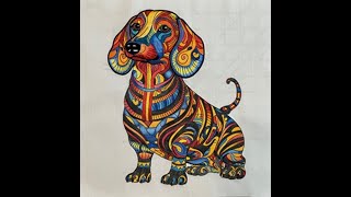 Full Doodled Doxie Coloring Tutorial [upl. by Hctim]