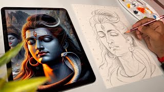 Draw With Me  Lord Shiva Drawing Mahadev Drawing Outline Tutorial 😍 [upl. by Santana]