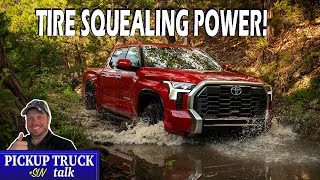 First drive 2022 Toyota Tundra gas hybrid offroad towing and more [upl. by Ahsiem187]