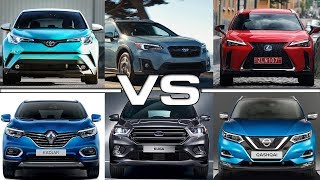 Toyota CHR vs Subaru Crosstrek vs Lexus UX vs Renault Kadjar vs Ford Kuga vs Nissan Qashqai [upl. by Naerad]