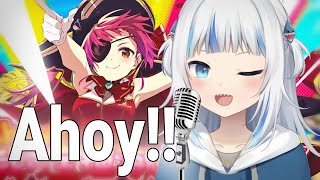 Gawr Gura sings Ahoy by Houshou Marine [upl. by Arihsay180]