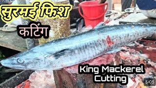 biggest Surmai fish cutting [upl. by Yttig]