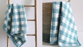 Herringbone Double Crochet Gingham Baby Blanket [upl. by Trey]