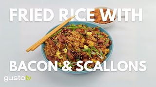 Simple Fried Rice with Bacon and Scallions Recipe [upl. by Peppi]