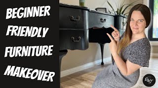 StepbyStep Furniture Makeover Tutorial for Beginners  Painting Veneer Furniture [upl. by Ainotal223]