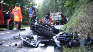 Motorradunfall mit Traktor L 595 Waldwimmersbach  Haag 13072010 [upl. by Nazar]