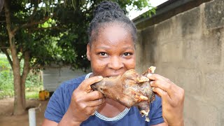 Cooking The Most Medicinal Goat Head Black Soup vegetables medicinal cooking village food [upl. by Story]