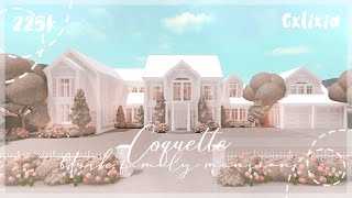 aesthetic blush coquette mansion ‎♡₊˚ 🦢 exterior  bloxburg house build [upl. by Nani522]