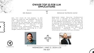 OWASP Toronto  OWASP Top 10 for LLM Applications [upl. by Tomasine]