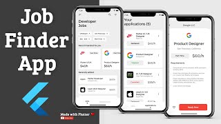 Flutter App UI  Job Finder  Speed Code [upl. by Anitsirt]