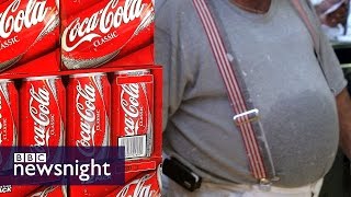 How much sugar is in a CocaCola supersize cup  BBC Newsnight [upl. by Lenhard]