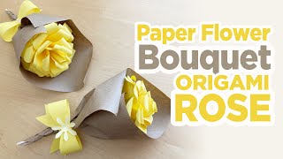 How to Make Paper Flower Bouquet  Origami Rose  Paper Rose Bouquet [upl. by Enymsaj]