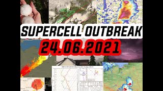 SUPERCELL OUTBREAK w Polsce 24062021 Gwałtowne burze w Polsce [upl. by Nomrah]