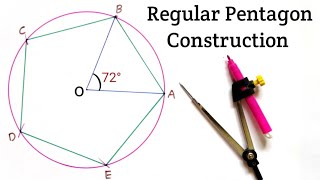 Regular Pentagon Construction  How To Construct Pentagon Using Compass  Pentagon In a Circle [upl. by Wendalyn]