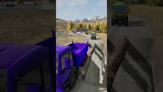 Trucks vs Giant Square Water Pit vs Log Bridge [upl. by Addie]