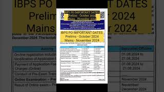 IBPS PO Short Notice Out  Prelims October 2024 Mains  Nov  2024 ibpspo aparchitexamwarriors [upl. by Htebyram]