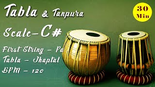 C Scale Tabla amp Tanpura  Taal  Jhaptal 10  BPM  120 [upl. by Yenor]