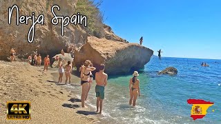 【4K】🇪🇸 THE BEST BEACH IN NERJA SPAIN [upl. by Haidabez]