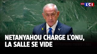 Netanyahou charge lONU la salle se vide [upl. by Nnairrek]