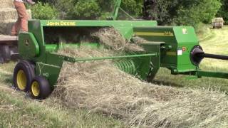 John Deere 348 Square Baler  Baling 1st Cut Timothy Hay [upl. by Asilrahc]