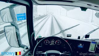 POV truck snow Driving Scania R450 Neufchâteau Belgium 🇧🇪 cockpit view 4K [upl. by Gennifer]