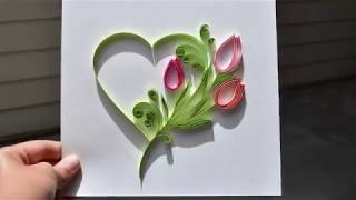 BEAUTIFUL TULIP QUILLING HEART DESIGN TUTORIAL FOR BEGINNERS  Secrets of Quilling [upl. by Ennaillij]